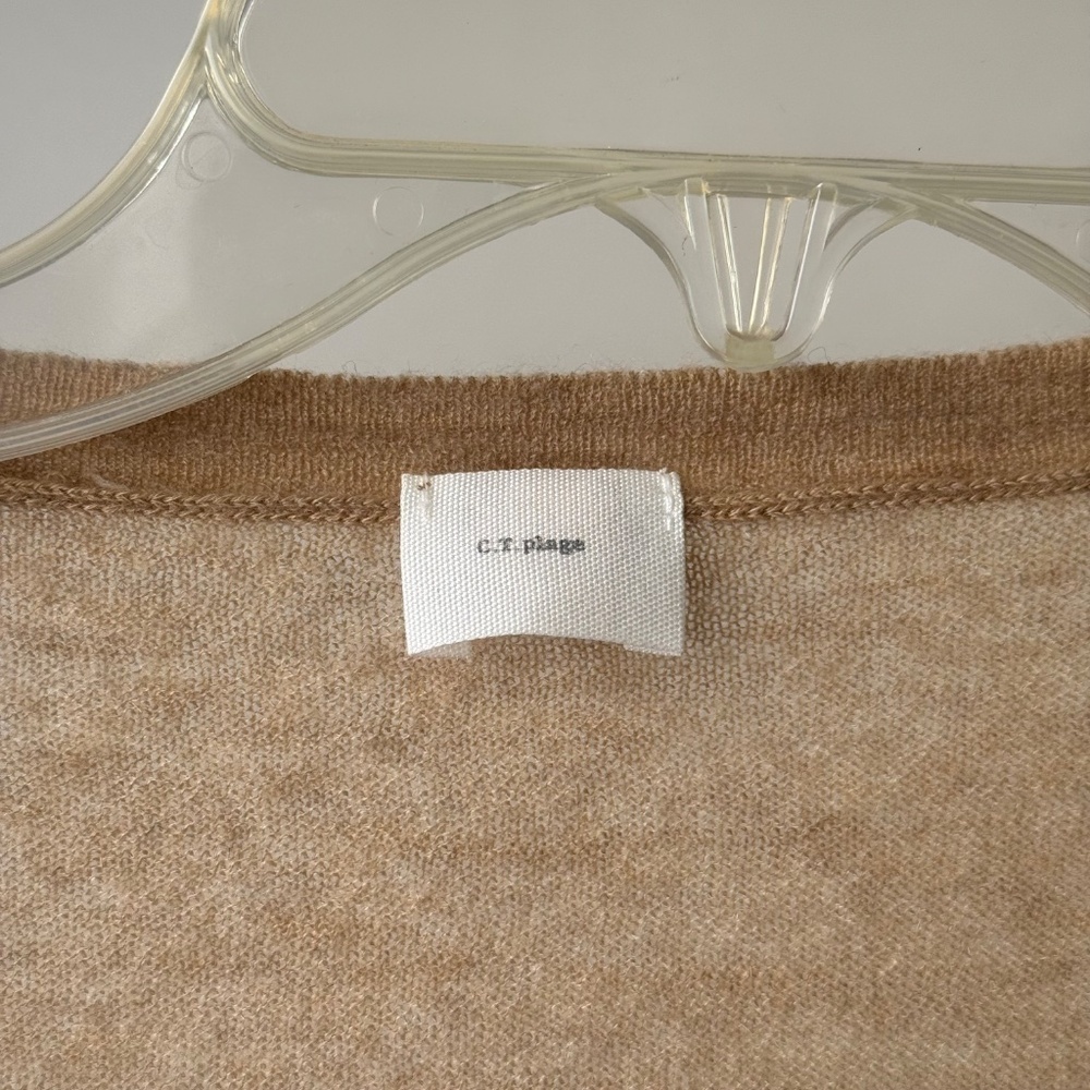 C.T. PLAGE Brown Cashmere V Neck Sweater - Picture 3 of 4